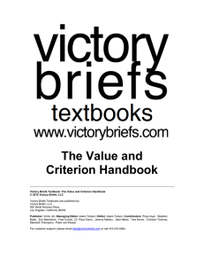 The Value and Criterion Handbook