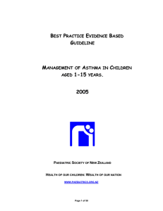 Management of Asthma in Children Aged 1-15 Years