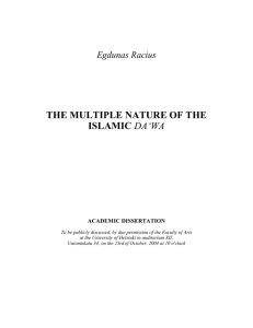 THE MULTIPLE NATURE OF THE ISLAMIC DA`WA
