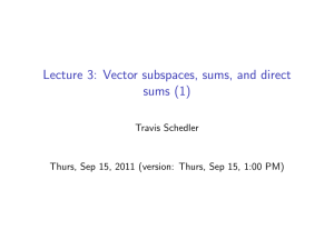 Lecture 3: Vector subspaces, sums, and direct sums (1)
