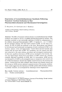 Depression of Acetylcholinesterase Synthesis Following Transient
