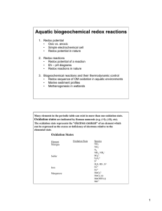 Wetlands, and biogeochemical redox reactions in aquatic systems