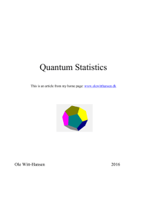 Quantum Statistics - Ole Witt