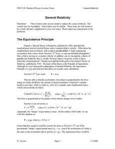 General Relativity The Equivalence Principle