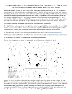 Camera and focal reducer Hyades comparisons