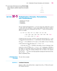 Multiplication Principle, Permutations, and Combinations