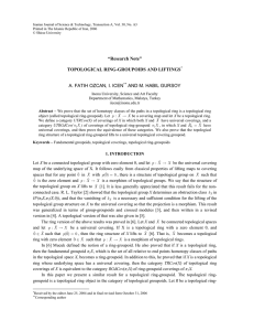 “Research Note” TOPOLOGICAL RING