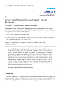 Serum Tumor Markers in Pancreatic Cancer—Recent