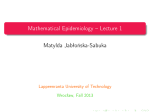 Mathematical Epidemiology – Lecture 1