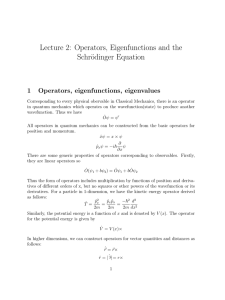 Lecture 2: Operators, Eigenfunctions and the Schrödinger Equation