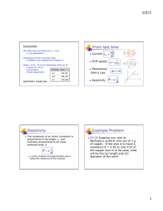 From last time Resistivity Example Problem