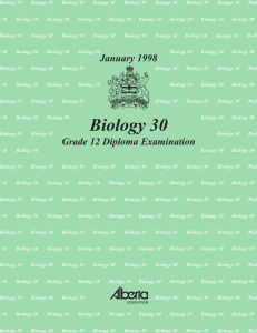 Biology 30 January 1998 Grade 12 Diploma Examination