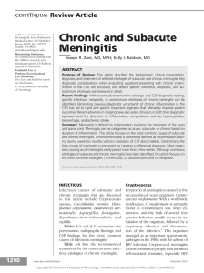 Chronic and Subacute Meningitis