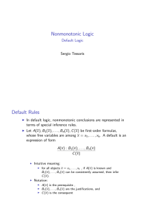 Nonmonotonic Logic - Default Logic