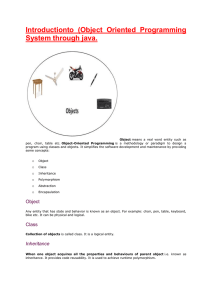 Introduction to Object Oriented Programming through JAVA