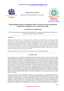 Haematological studies of lymphatic filariae, Wuchereria bancrofti