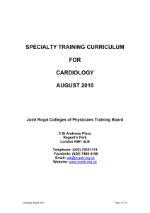 SPECIALTY TRAINING CURRICULUM FOR CARDIOLOGY