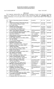 Advertising Agencies empanelled with DDA w.e.f. 1.11.2012