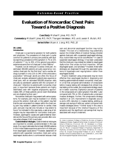 Evaluation of Noncardiac Chest Pain: Toward a