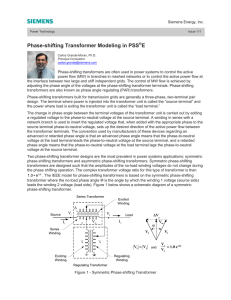 Phase-shifting Transformer Modeling in PSS®E