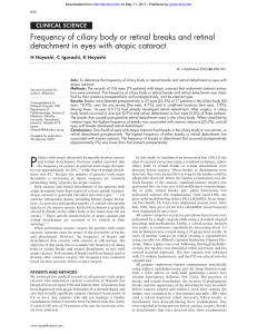 Frequency of ciliary body or retinal breaks and retinal detachment in