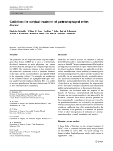 Guidelines for surgical treatment of gastroesophageal reflux disease