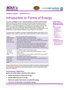 Introduction to Forms of Energy