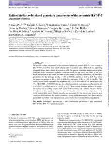 Refined stellar, orbital and planetary parameters of the eccentric