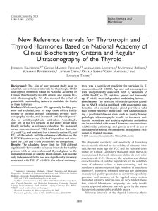 New Reference Intervals for Thyrotropin and Thyroid Hormones