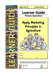 Learner Guide Apply Marketing Principles in Agriculture