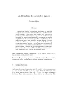 On Simplicial Loops and H-Spaces 1 Introduction