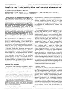 Predictors of Postoperative Pain and Analgesic - STOP