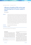 Influence of quality of life on the state and development of human