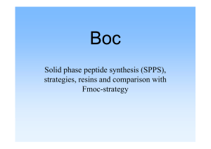 Solid phase peptide synthesis (SPPS), strategies, resins and