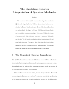 The Consistent Histories Interpretation of Quantum Mechanics