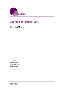 Sources of Islamic Law - Post Graduate Institute of Law