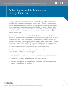 Embedding Values Into Autonomous Intelligent Systems