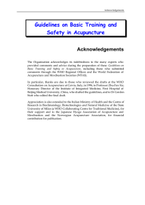 Guidelines on Basic Training and Safety in Acupuncture