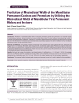 Prediction of Mesiodistal Width of the Mandibular Permanent