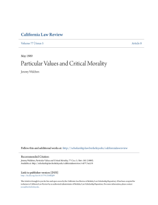 Particular Values and Critical Morality