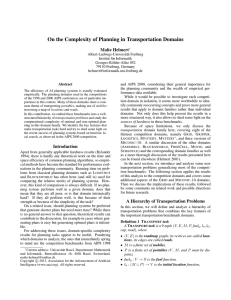 On the Complexity of Planning in Transportation