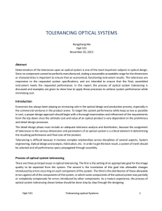 TOLERANCING OPTICAL SYSTEMS
