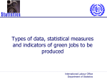 Type of data, statistical measures and indicators to be