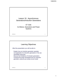 Lesson 16: Asynchronous Generators/Induction Generators