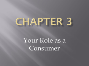 Chapter 3- Your Role as a Consumer