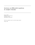 Lectures on differential equations in complex domains