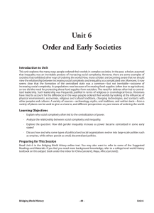 Unit 6 Order and Early Societies