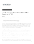 Acorda Announces Positive Phase 3 Clinical Trial Results for CVT-301