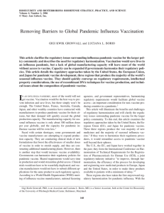 Removing Barriers to Global Pandemic Influenza Vaccination