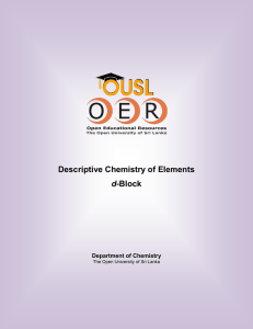 Descriptive Chemistry of Elements d-Block